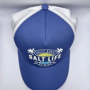 Salt Life White and Blue Mesh Trucker Hat
